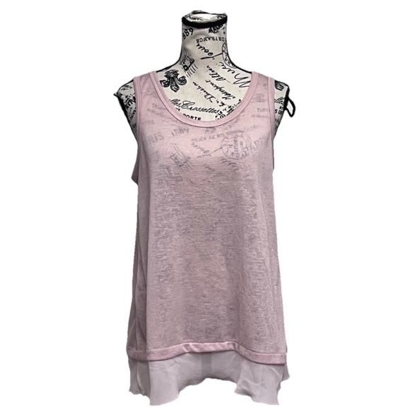 Coin 1804 Pink Sheer Linen Tunic Blouse Lagenlook Coastal Beach Boho Hippie M - Picture 1 of 9